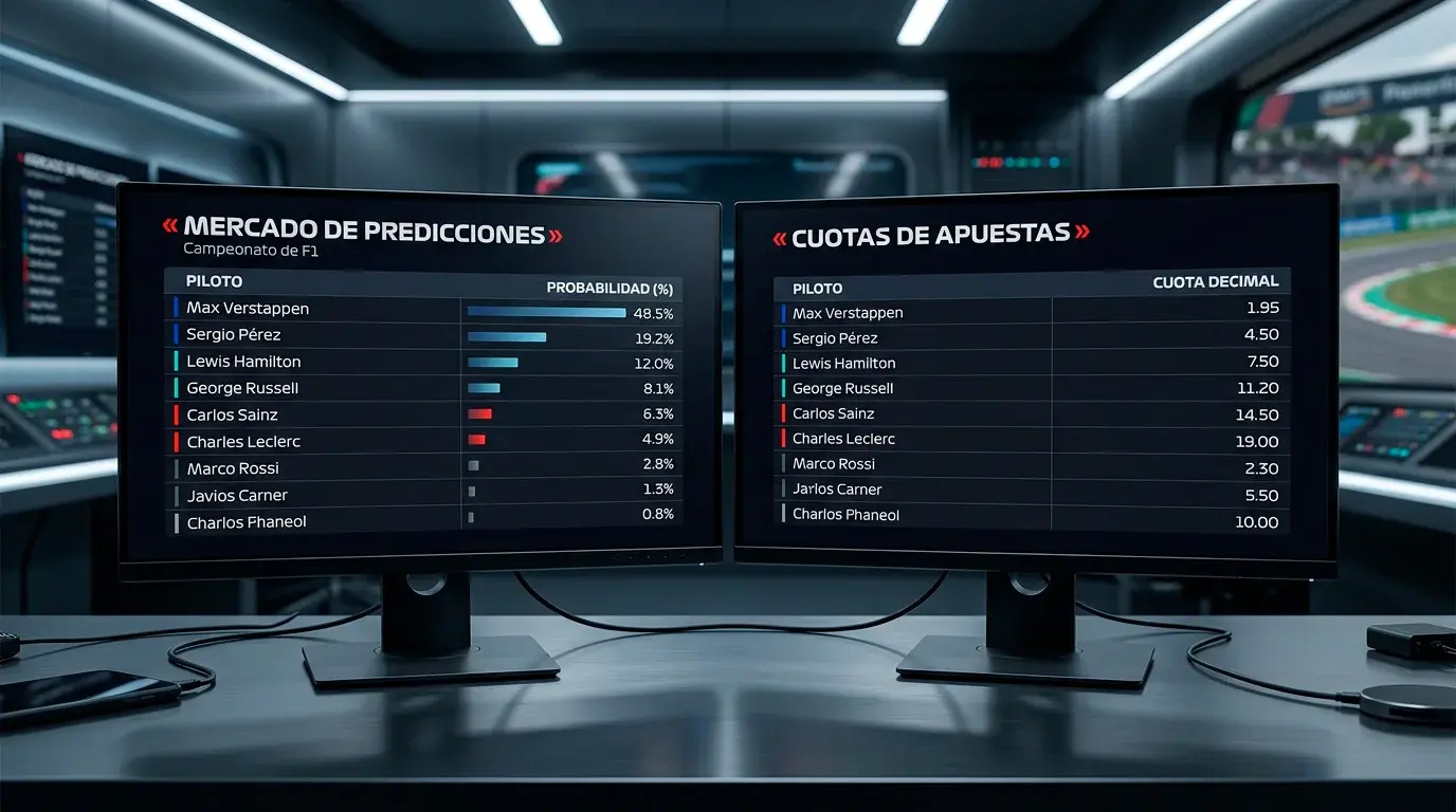 Mercados predicción F1 SparkCo cuotas bookmaker correlación análisis comparativa